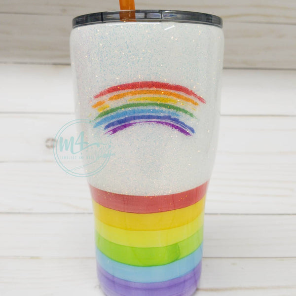 Rainbow Alcohol Ink and Glitter Tumbler