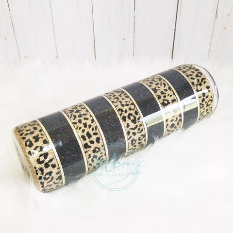 Black and Gold Striped Leopard Tumbler