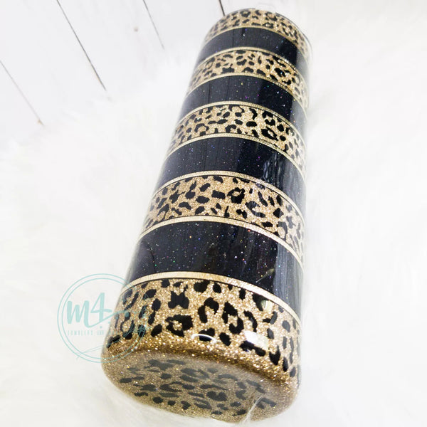 Black and Gold Striped Leopard Tumbler