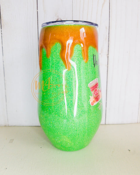 Make Mine Caramel Apple Spiked 17 Ounce Wine Tumbler with "Caramel" Drip