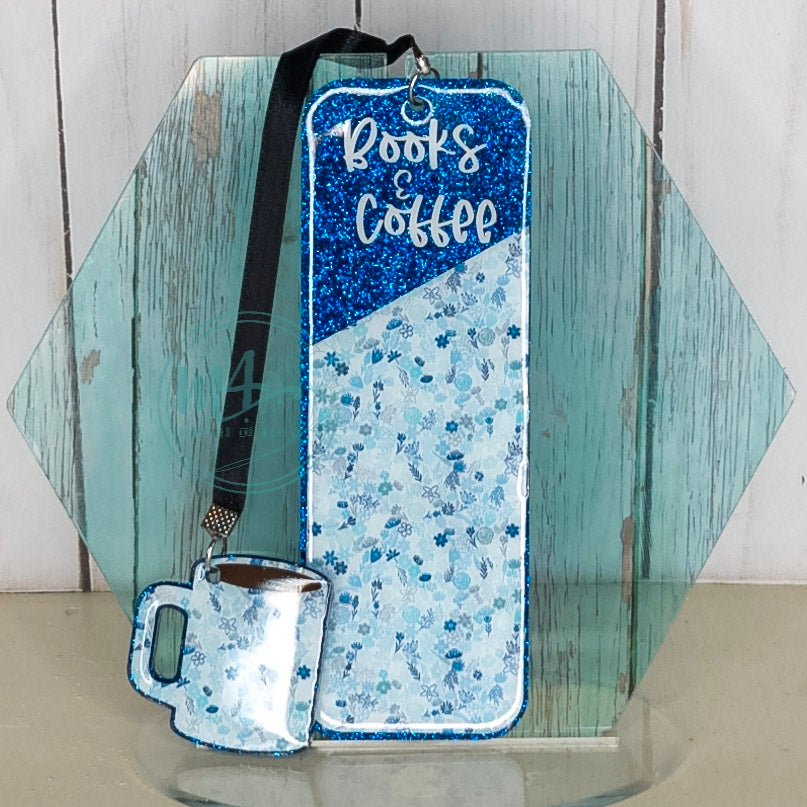 Books and Coffee Glittered Acrylic Bookmark