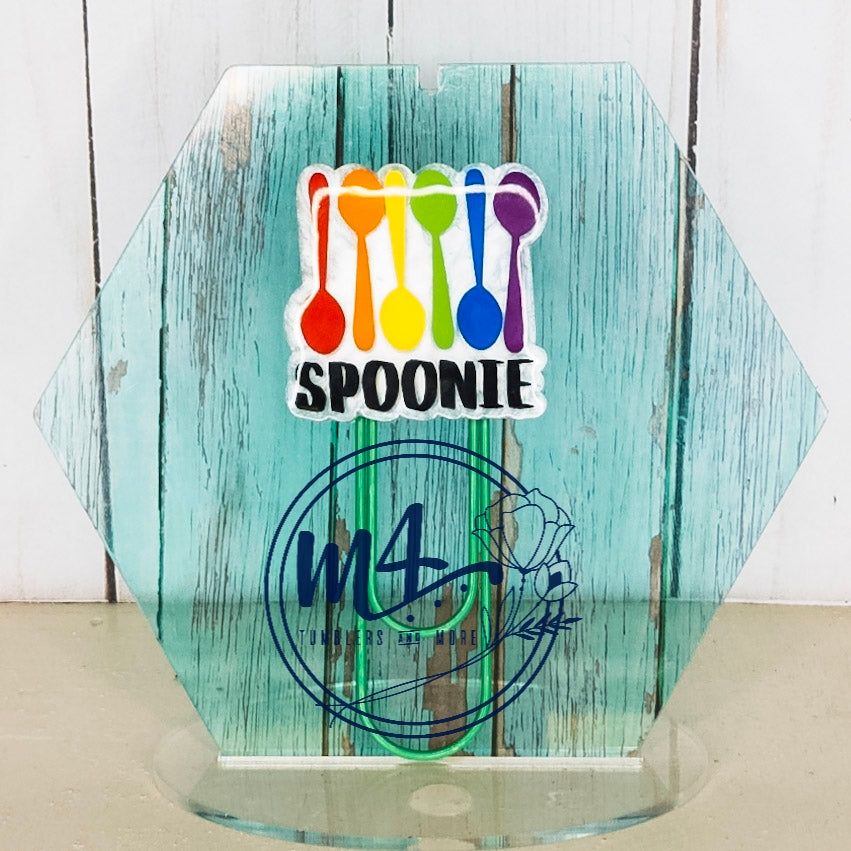 Spoonie Glittered Acrylic Jumbo Paperclip Bookmark