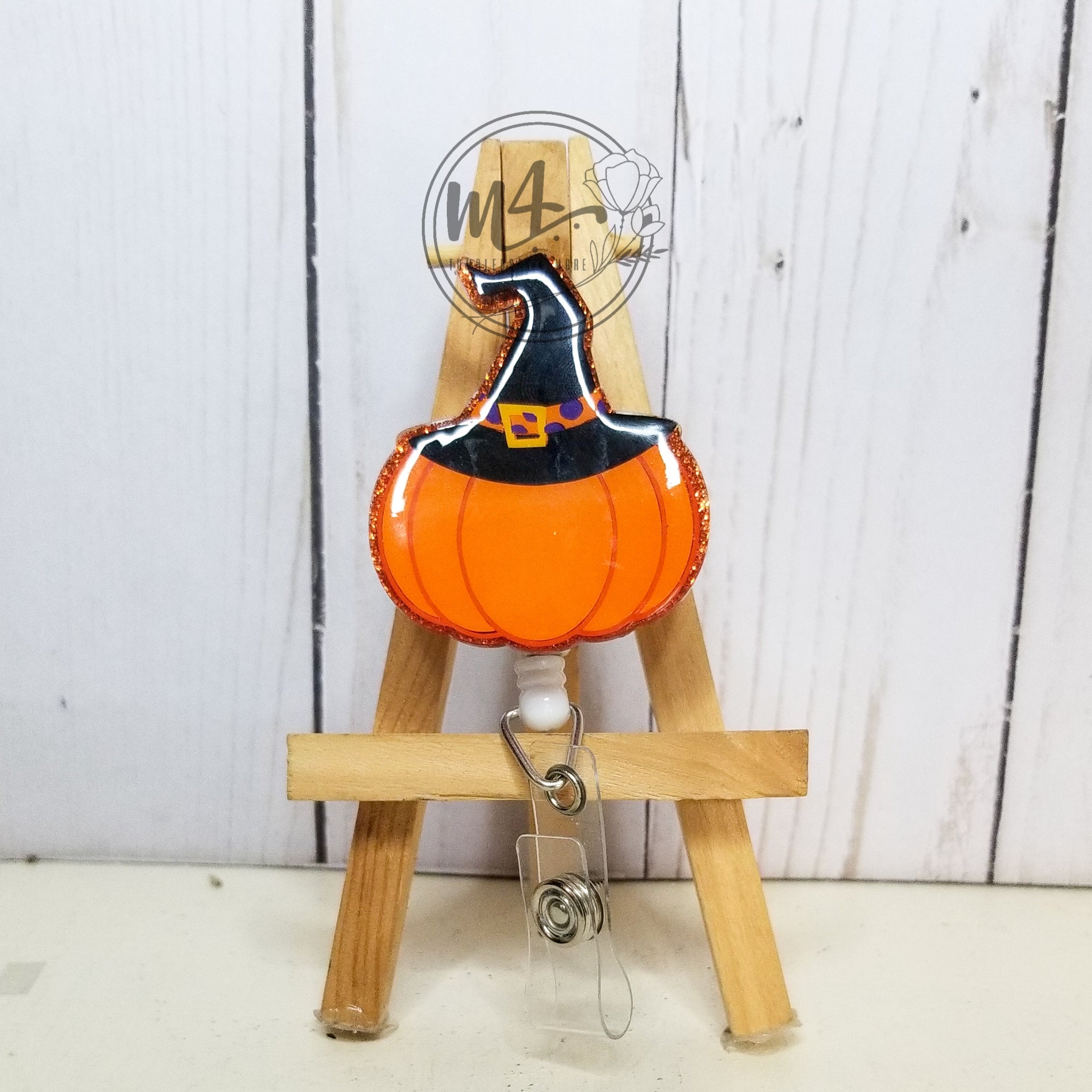 Pumpkin and Witch Hat Badge Reel